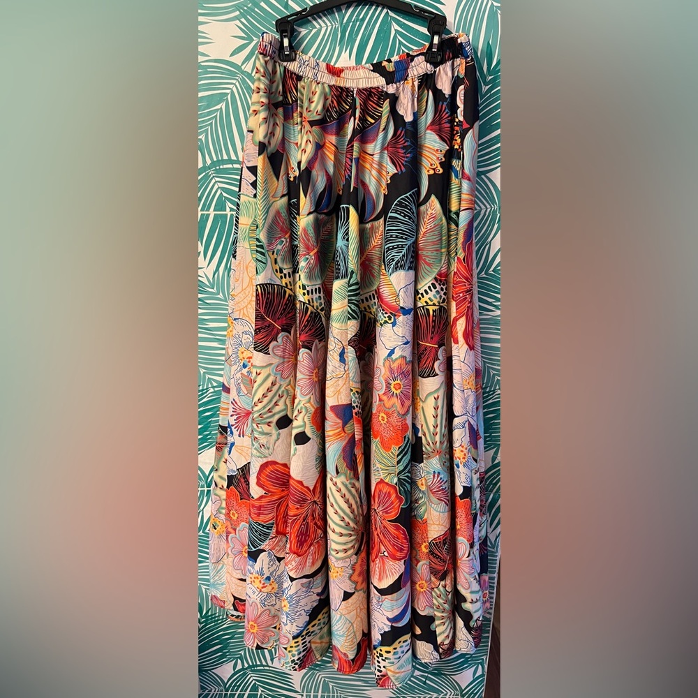 Christian Siriano multi floral maxi skirt tropical nwt sz small